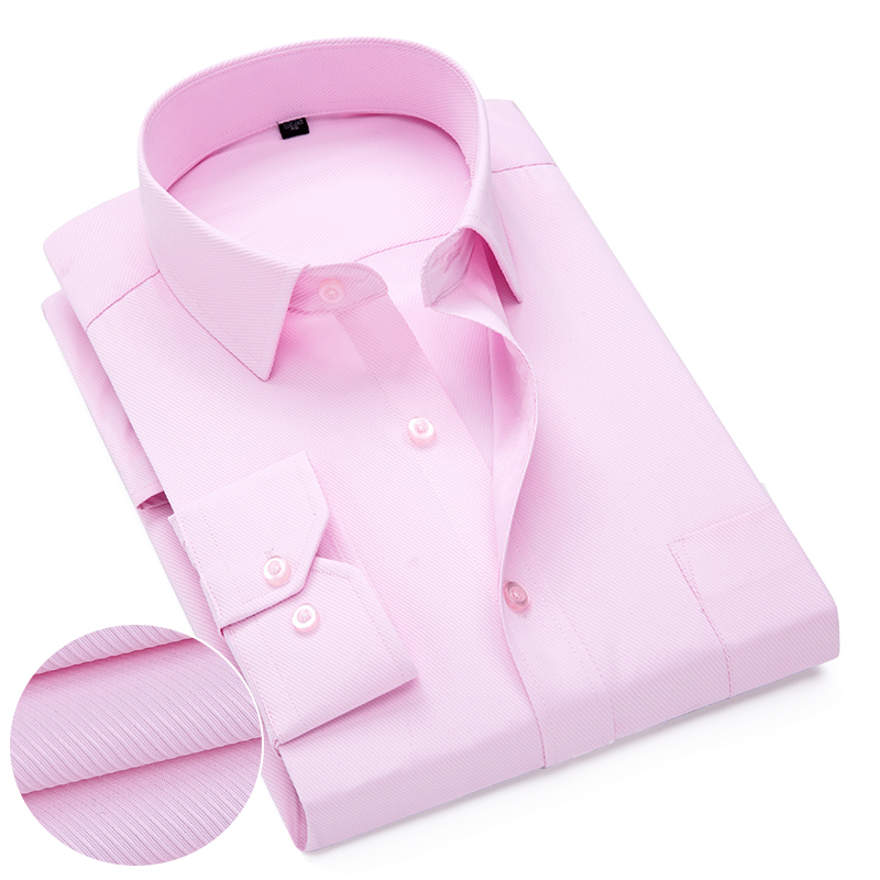 Dress Shirt Non-Iron - Rosa, weiß, blau, Twill, formelles Hemd