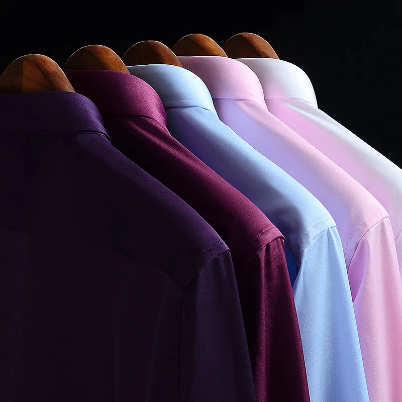 Dress Shirt Non-Iron - 2026 Bügelfreie Einfarbige Weiche Pflegeleichte Stretch-Hemden