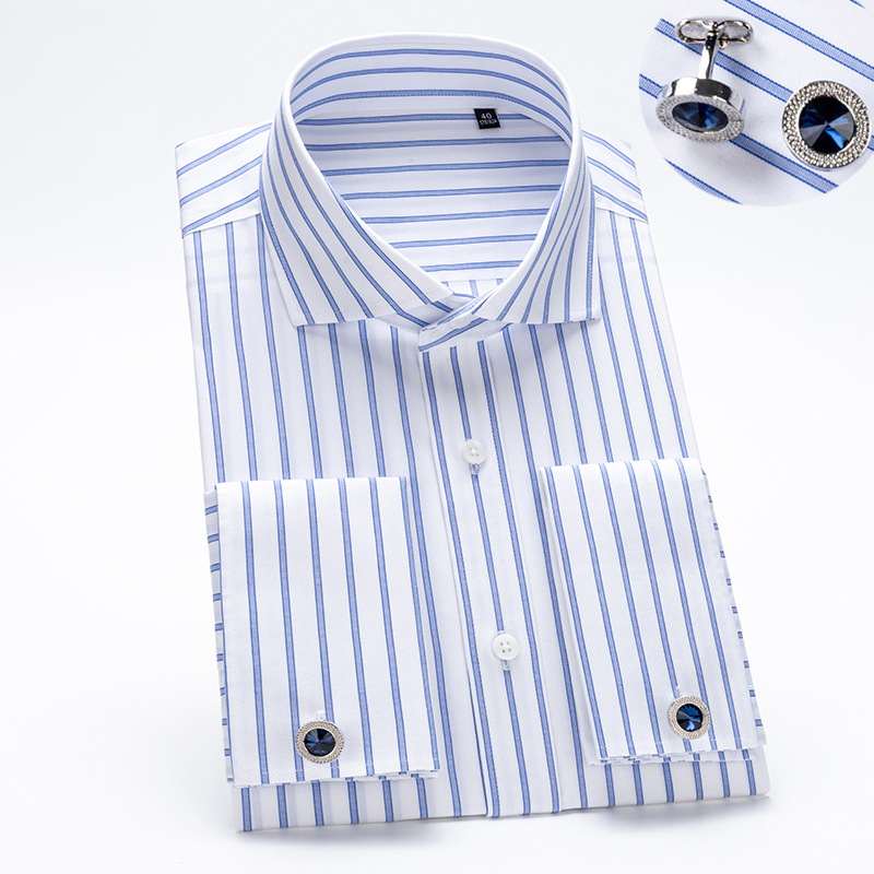 Dress Shirt Non-Iron - Luxus Windsor Kragen männer Baumwolle Französisch