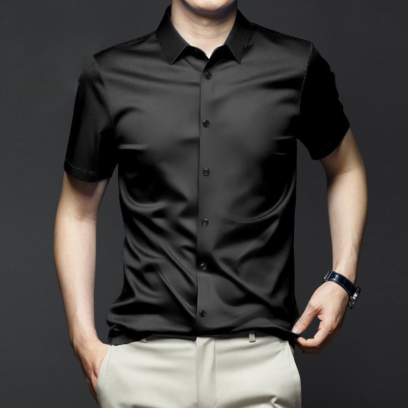 Dress Shirt Non-Iron - 5XL Herren-Hemd, kurzärmelig, Basic, modisch, solide