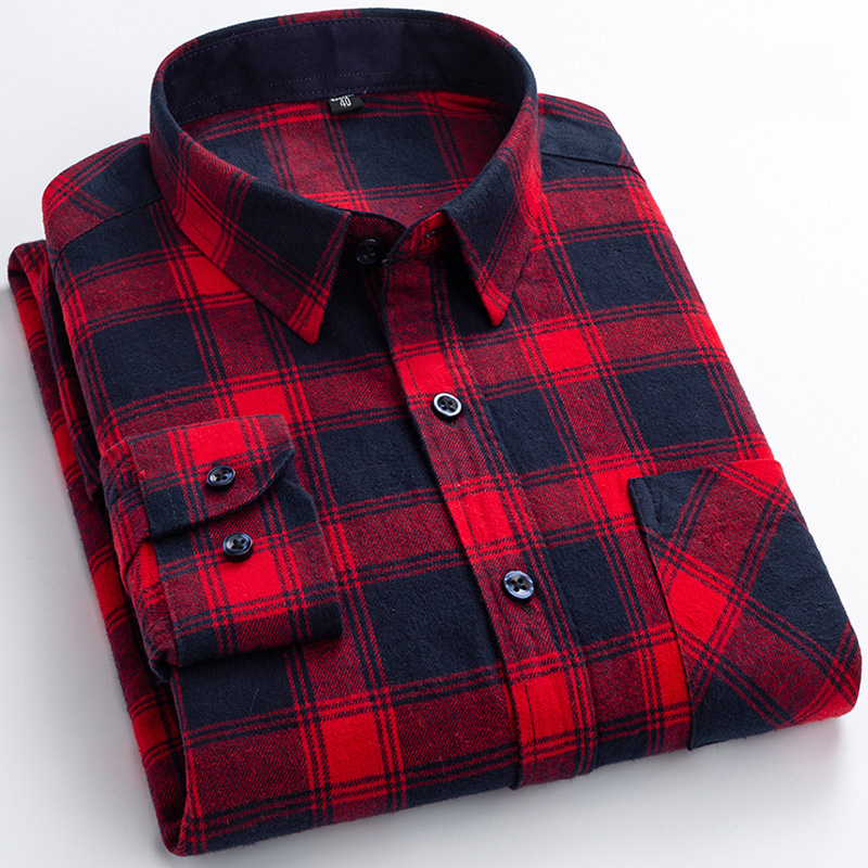 Dress Shirt Non-Iron - Neue Flanell Plaid Shirts Für Männer