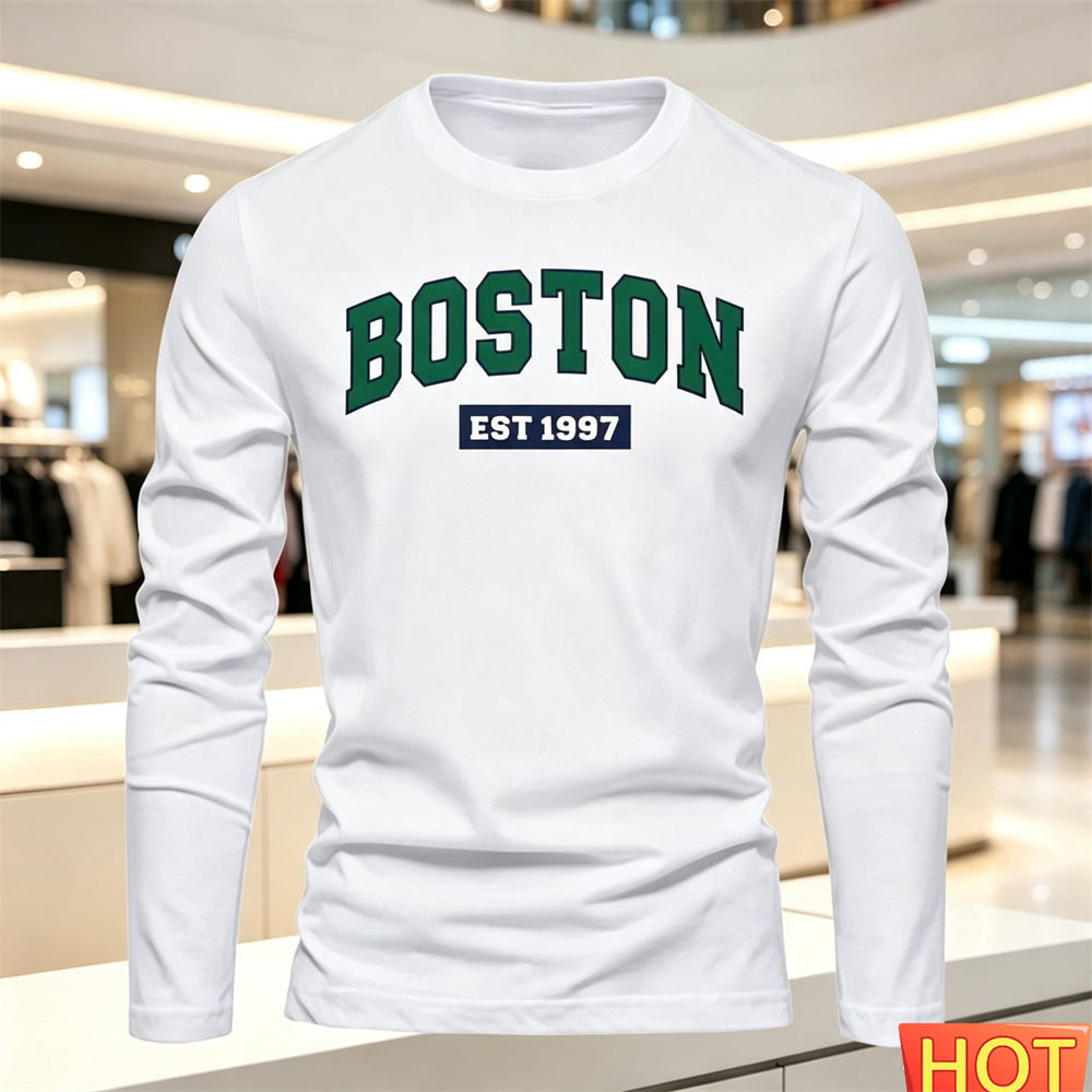 Men'S Tops Fashion - Herbst Sommer Herren Langarm-T-Shirt mit Buchstabenmuster