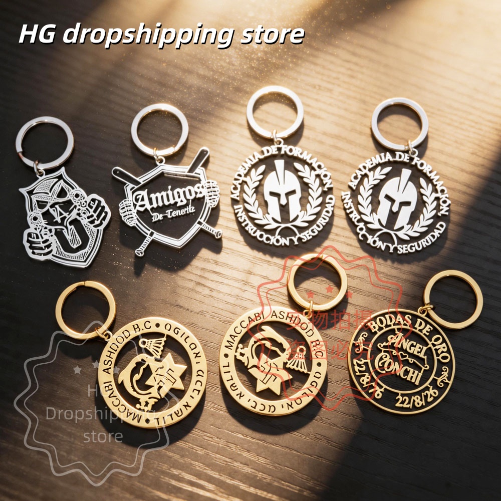 Men'S Fashion Gold Chain - Personalisierter Logo-Schlüsselanhänger im Großhandel, individuelles Firmenlogo/Bild-Anhänger
