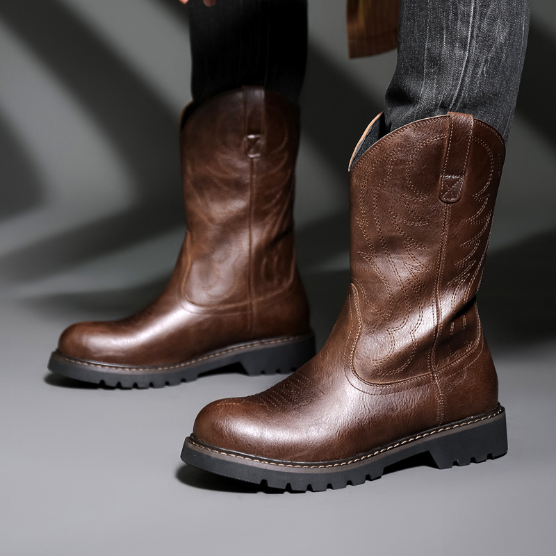 Mens Fashion Vintage - Mode Herren Cowboy Stiefel Neue Stickerei