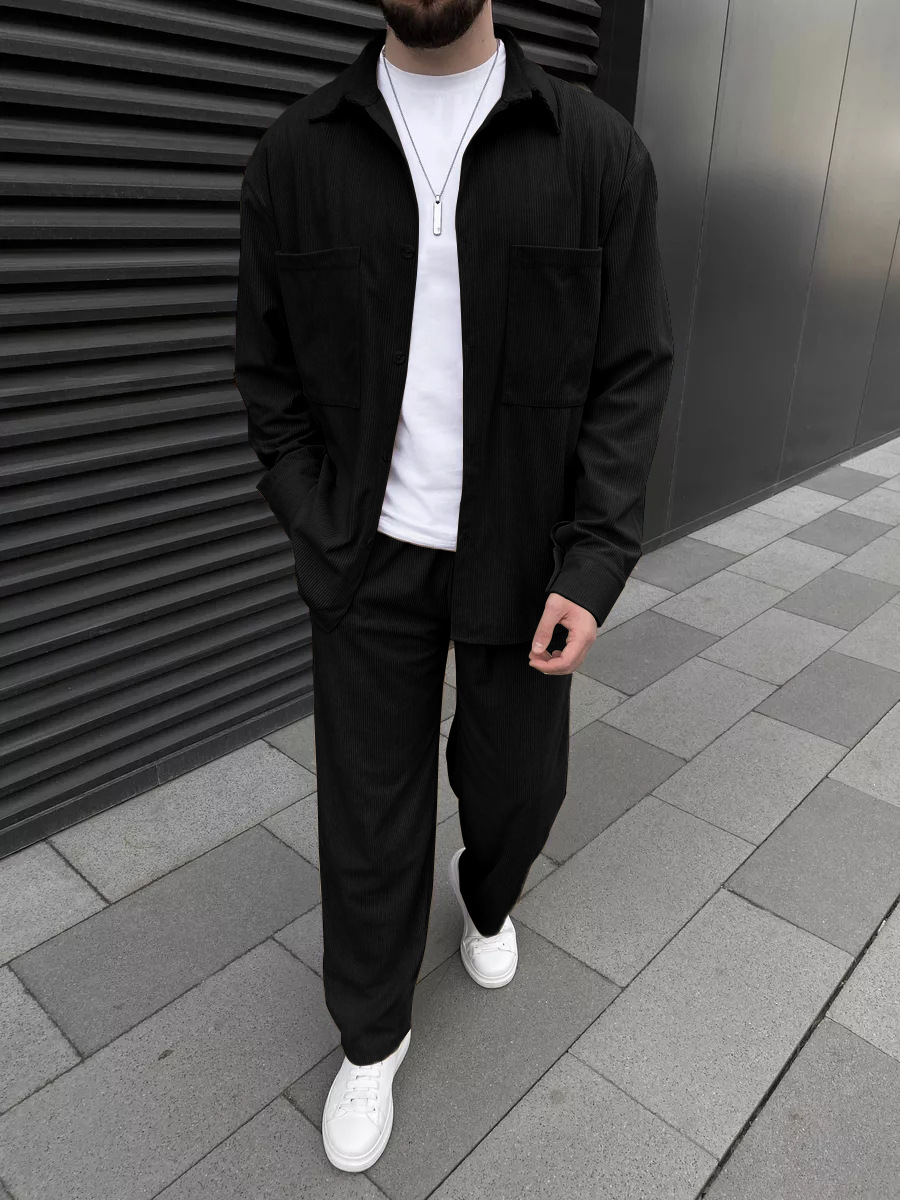 Men'S Fashion Trousers - Herren-Cordoutfit im Zweiteiler: Langärmliges Hemd mit