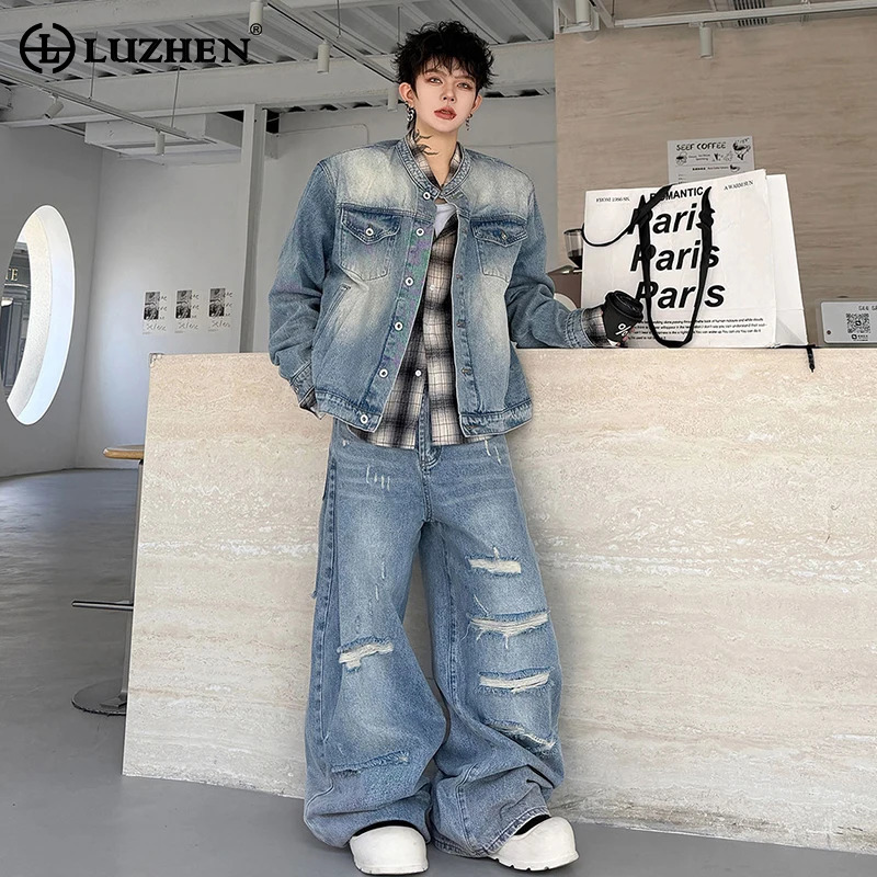 Mens Fashion Vintage - LUZHEN 2026 Herbst Vintage Gewaschener Denim