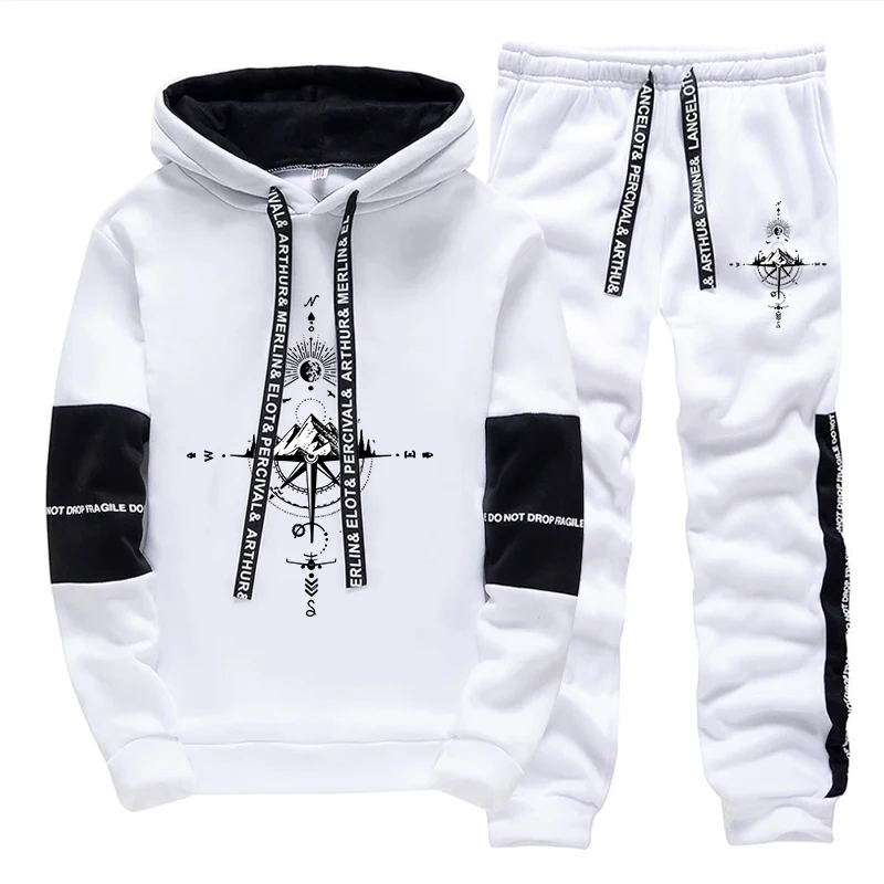 Men'S Fashion Trousers - Neuer Herbst-Winter-Herren-Trainingsanzug, Modische Lässige Kapuzenpullover, Outdoor-Sportbekleidung,