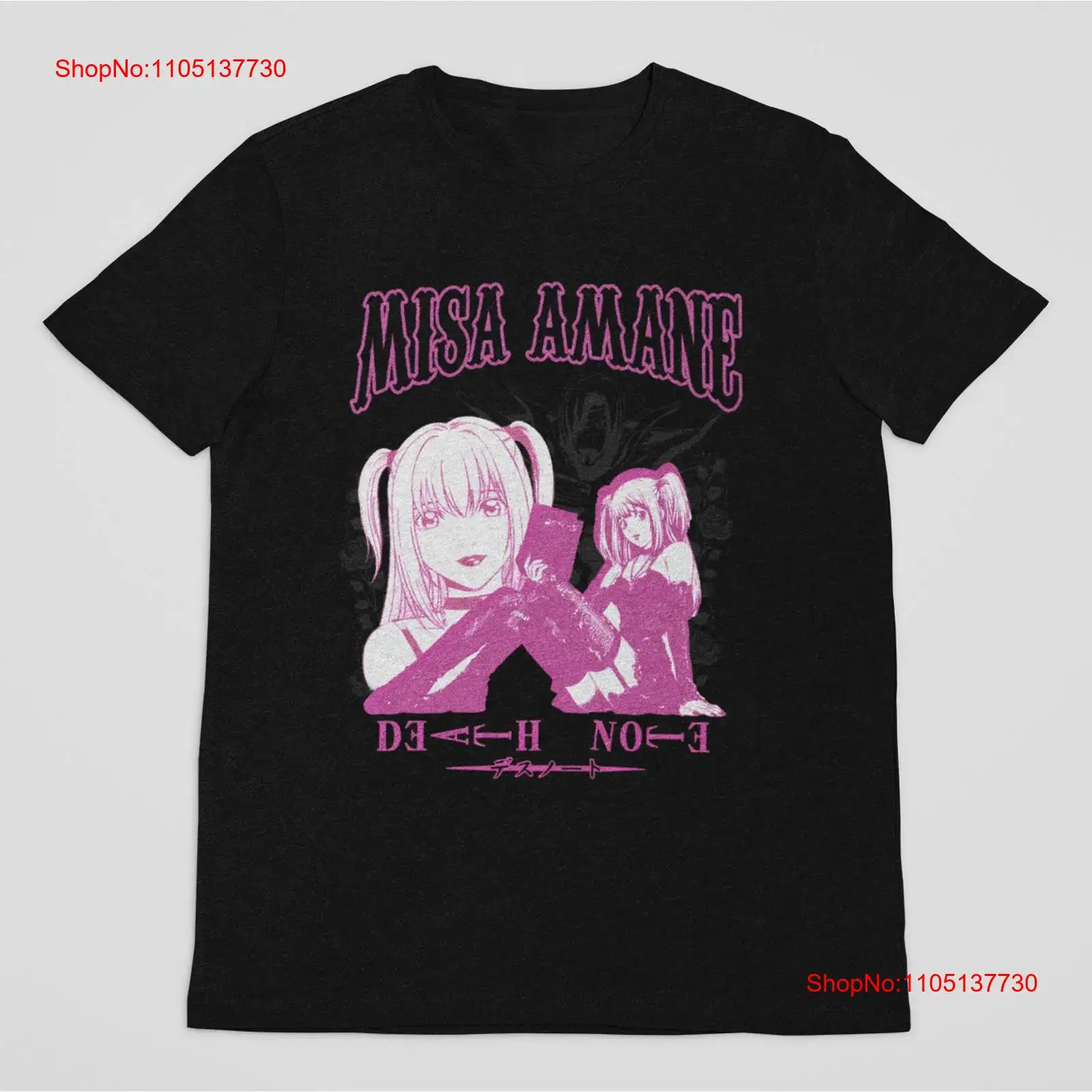 Men'S Fashion Pink Shirt - Vintage Anime Shinigami Schwarzes T-Shirt Misa