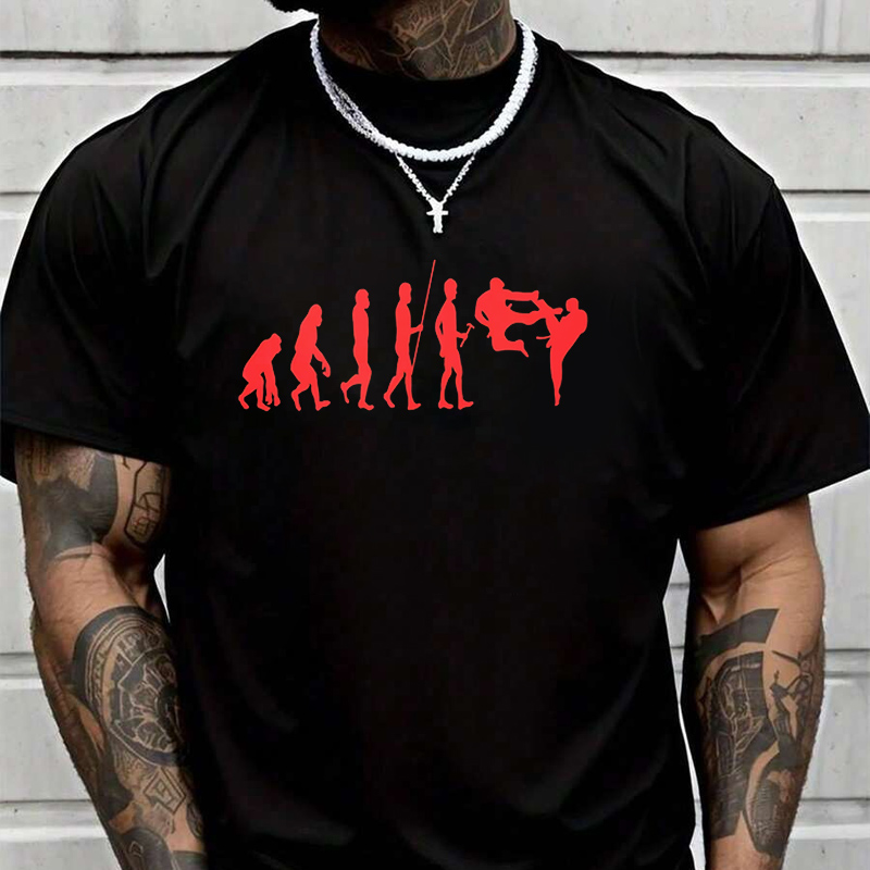 Men'S Fashion Evolution - Karate Evolution Print Herren-T-Shirt mit Grafikdruck,