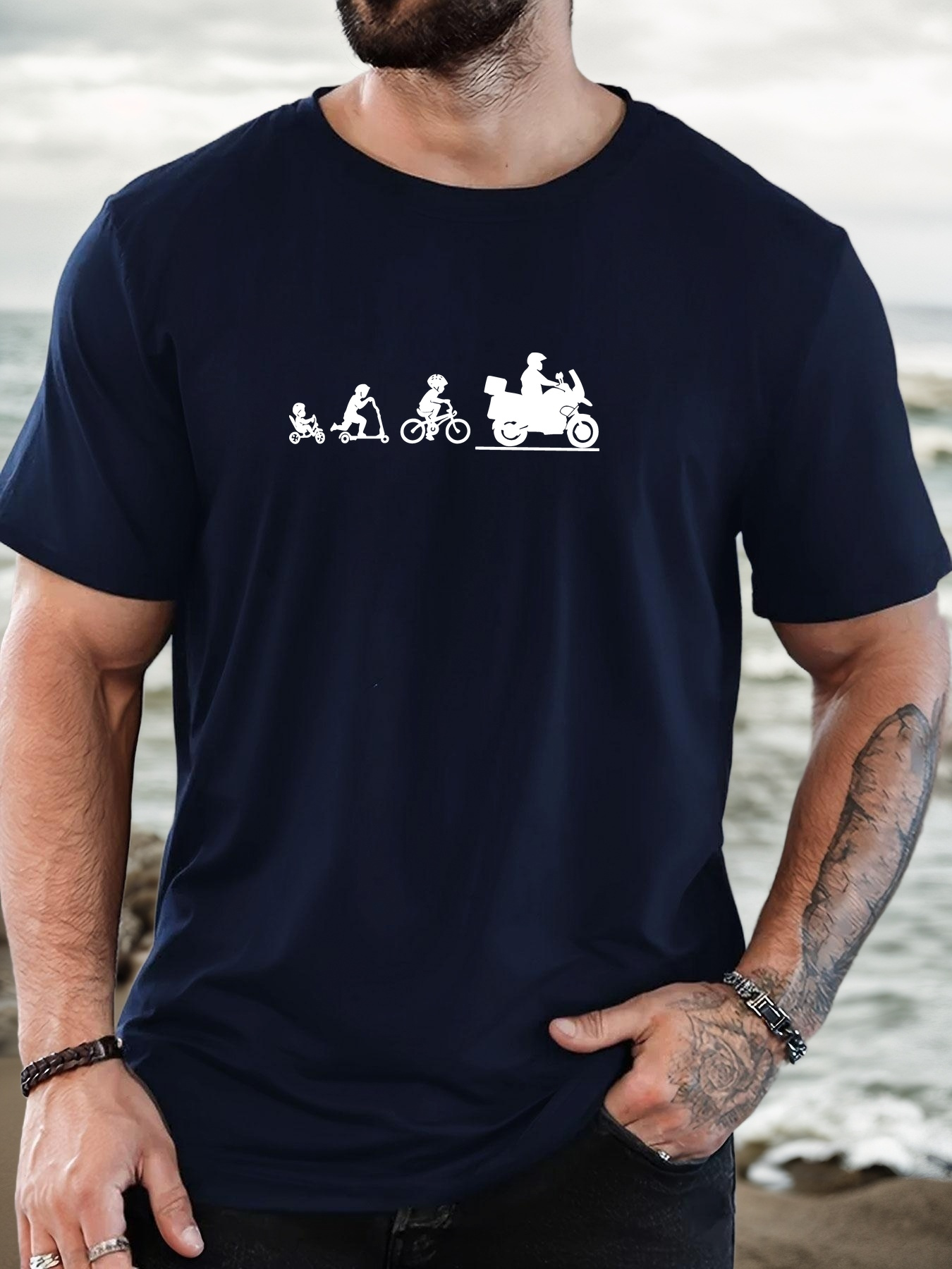 Men'S Fashion Evolution - Modisches schwarzes Basic-T-Shirt für Herren, Liefermann,