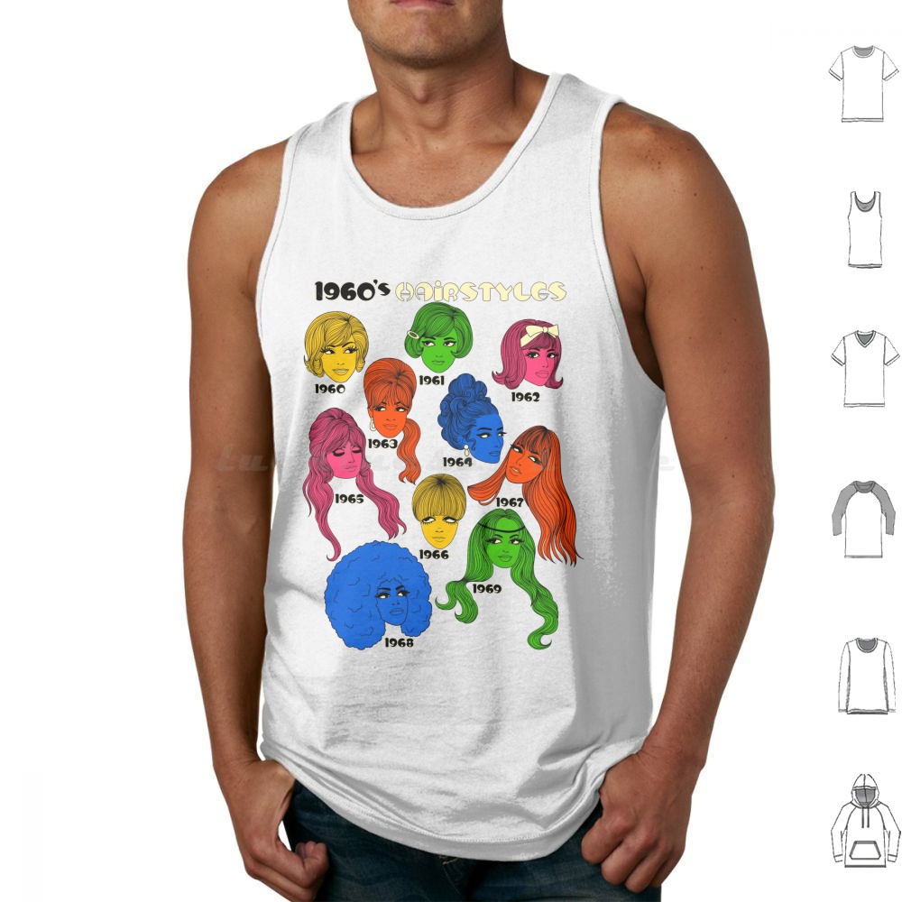 Men'S Fashion 1960S - 1960er-Frisuren, Tanktops, bedruckt, Baumwolle, 1960er-Jahre, Groovy,
