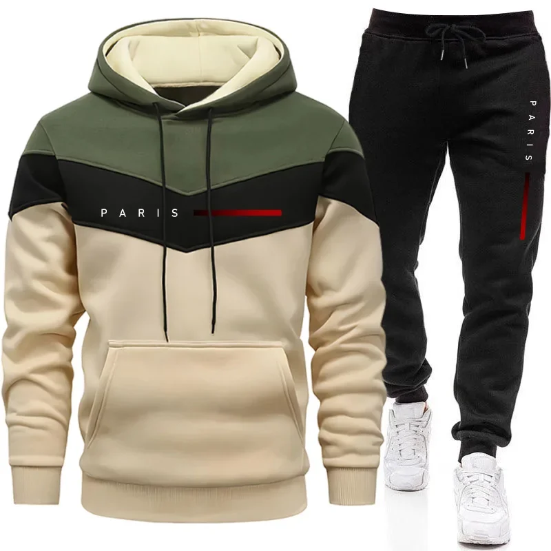 Men'S Fashion Trousers - Paris Fashion Herren-Hoodie-Set Täglicher Casual Sport