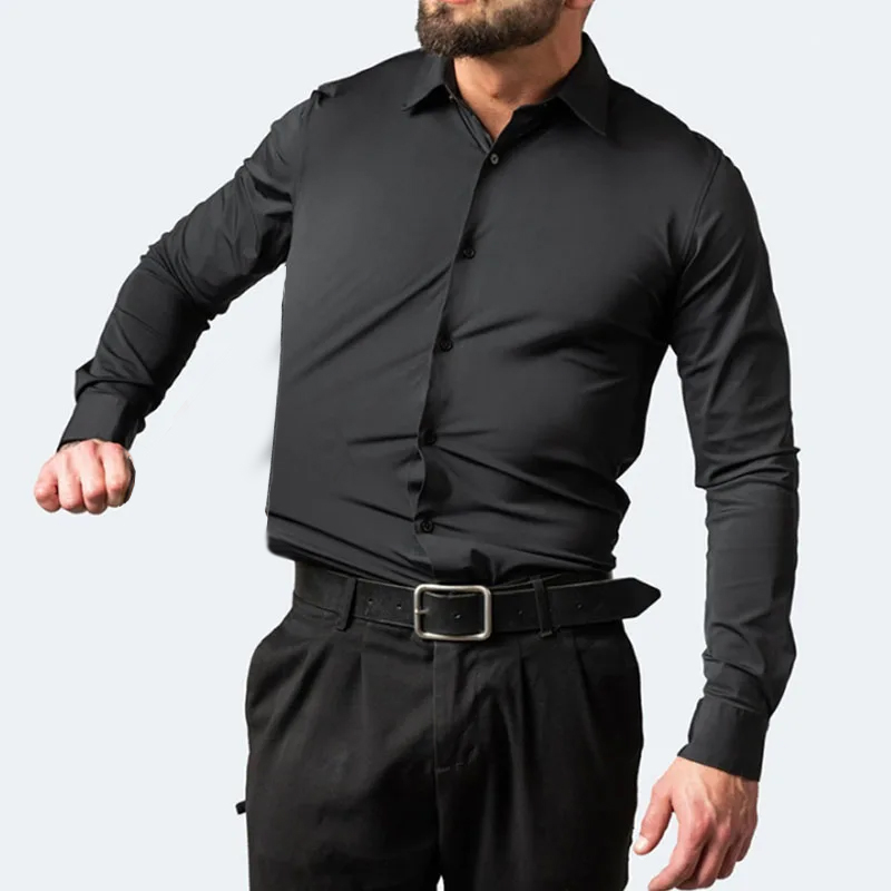 Dress Shirt Non-Iron - Leichte Elastizität, langärmeliges Business-Freizeithemd für Herren,