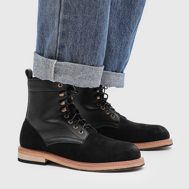 Mens Fashion Vintage - Britischer Stil, Herrenmode, originale Lederstiefel, schwarze