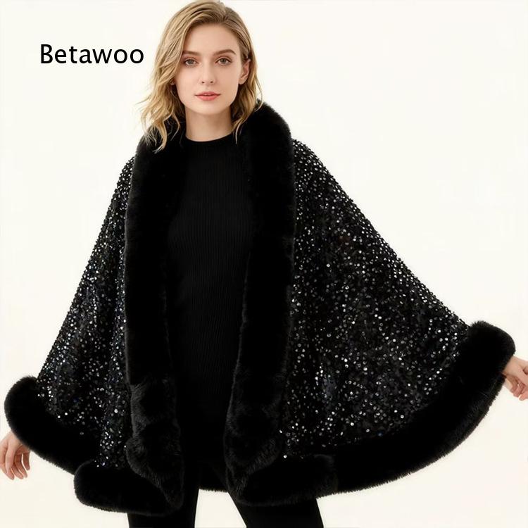 Damen Kurzer Poncho mit Pelzkr – Mens Fashion Poncho Bewertung und Preis