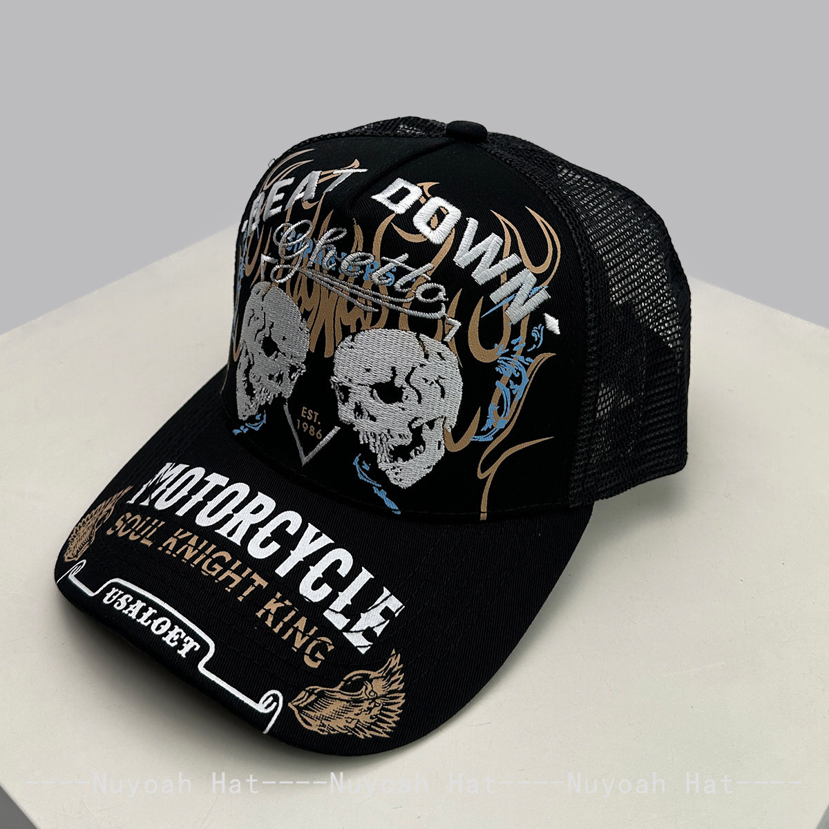 Totenkopf-Flammen-Stickerei Ha – Trucker Hat Cap Bewertung und Preis