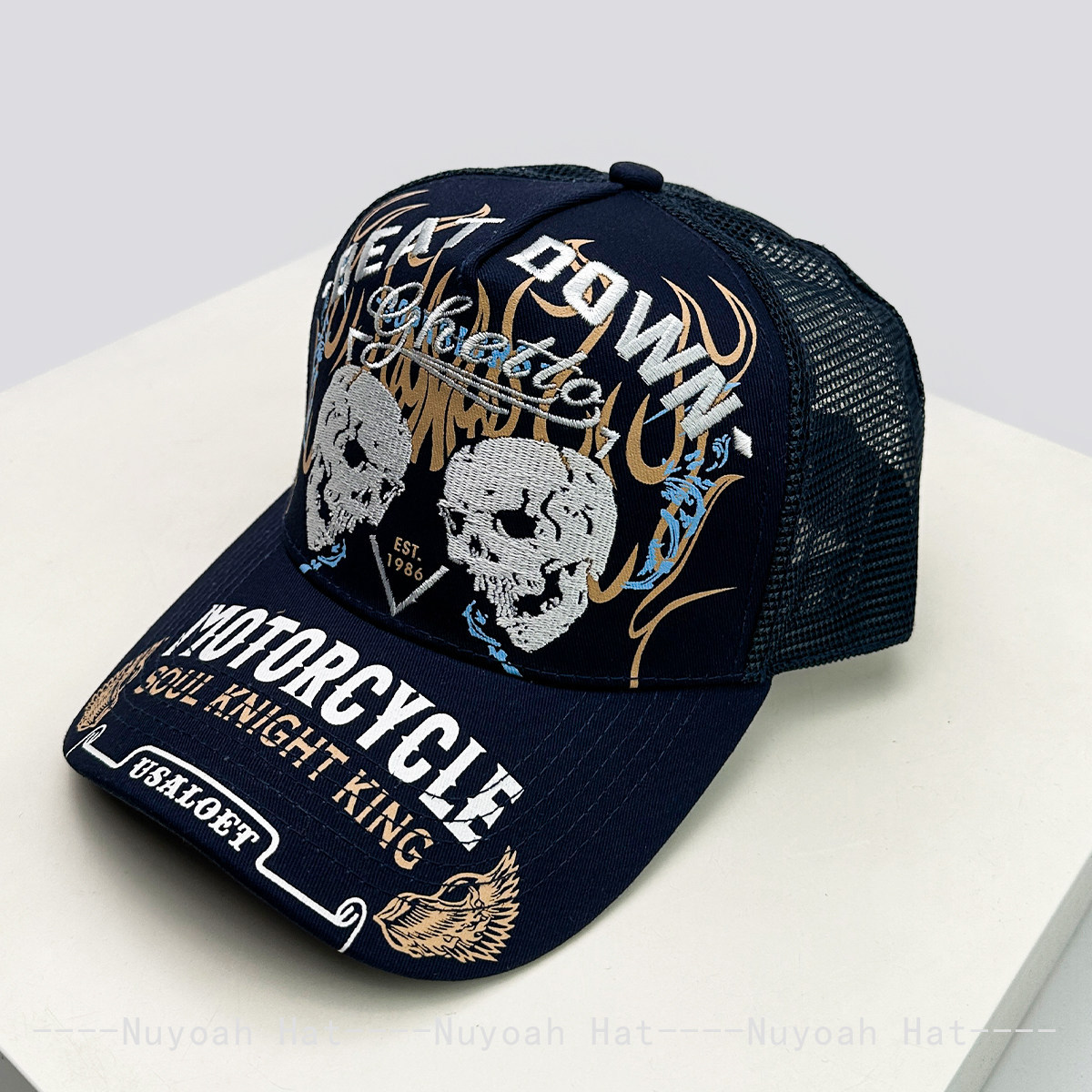 Totenkopf-Flammen-Stickerei Ha – Trucker Hat Cap Bewertung und Preis