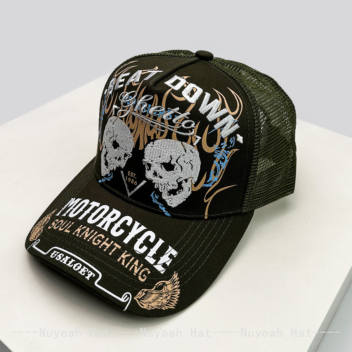 Totenkopf-Flammen-Stickerei Ha – Trucker Hat Cap Bewertung und Preis